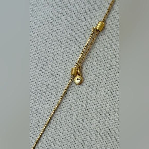🌈 💛 Madewell Gold Tone Rainbow Arch Pendant Slider Necklace 30” Adjustable - Picture 3 of 5